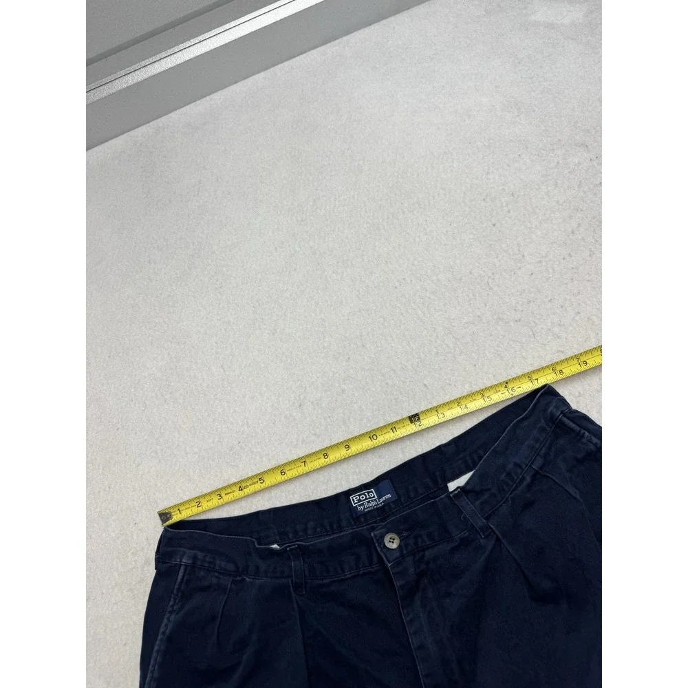 Vintage Polo Ralph Lauren Pants Mens 35x30* Blue Pleated Chino USA Relaxed Fit